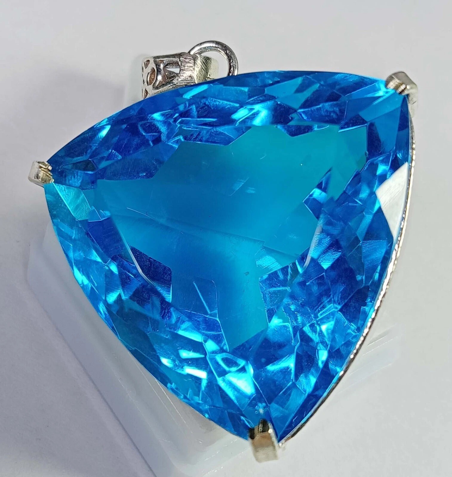 Blue Topaz Pendant Trillion Cut 120+ Ct Natural VVS Loose EGL Certified Gemstone
