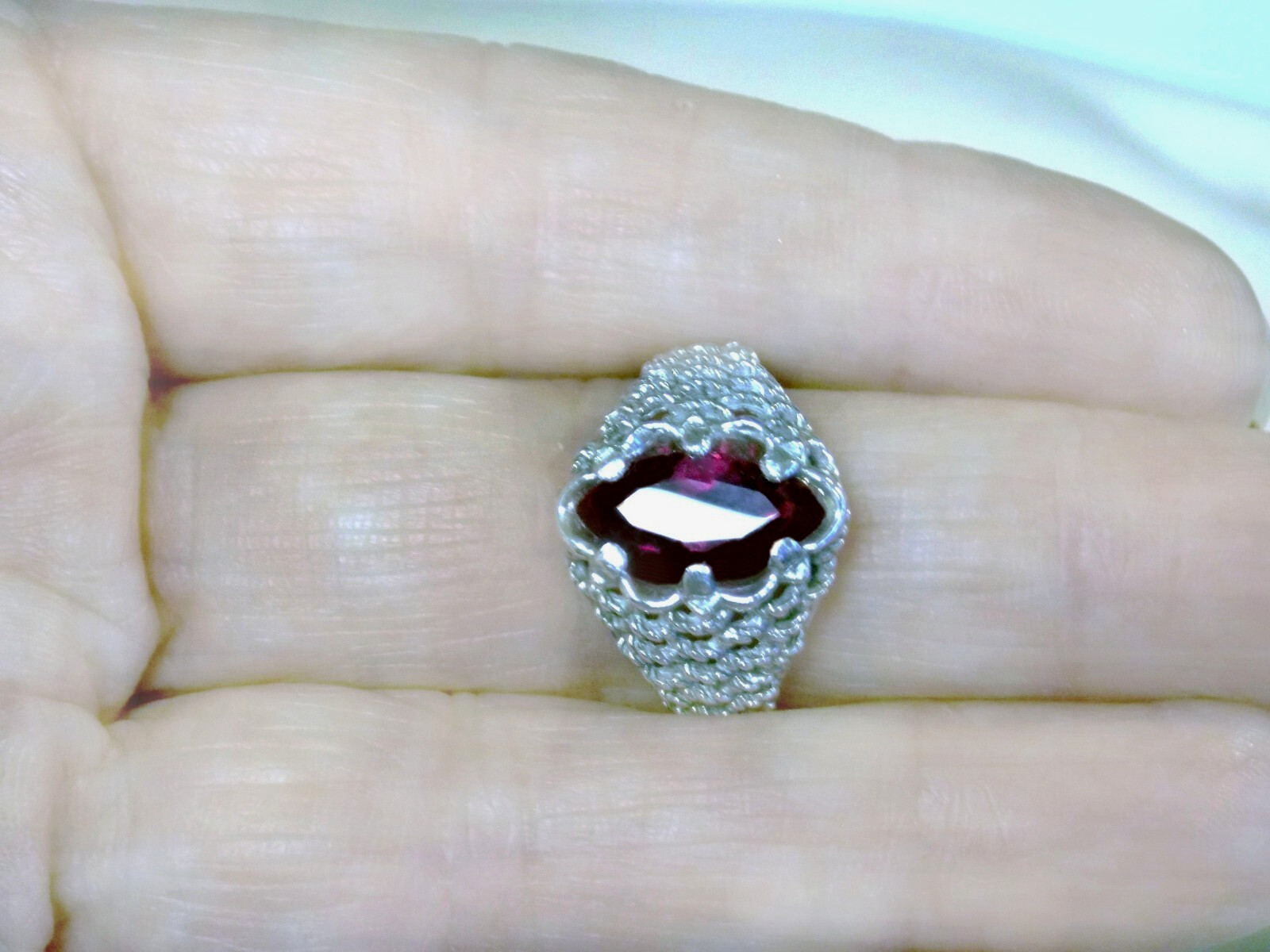 Size 6.5 Ring – Red Lab Ruby 925 Sterling Silver Weave Marquise 2.20ct USA Made