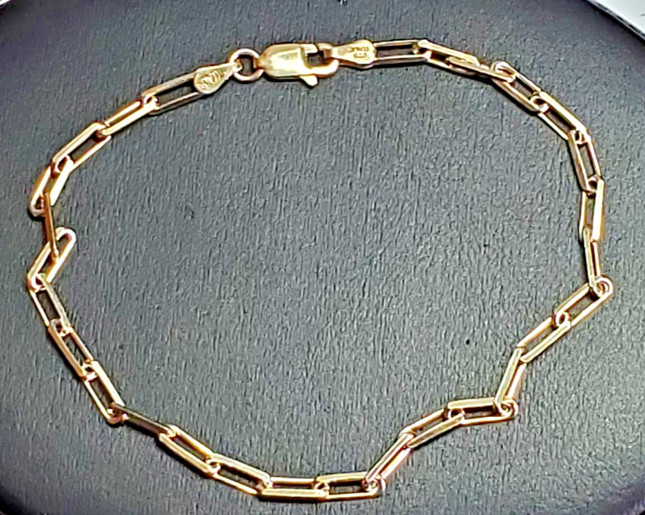 Paper Clip Bracelet Gold Vermeil Sterling Silver by Italian Designer LIRM 7.75″