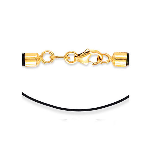 Rubber Cord Chain Necklace with Lobster Clasp Real 14K Yellow Gold ALL LENGTHS