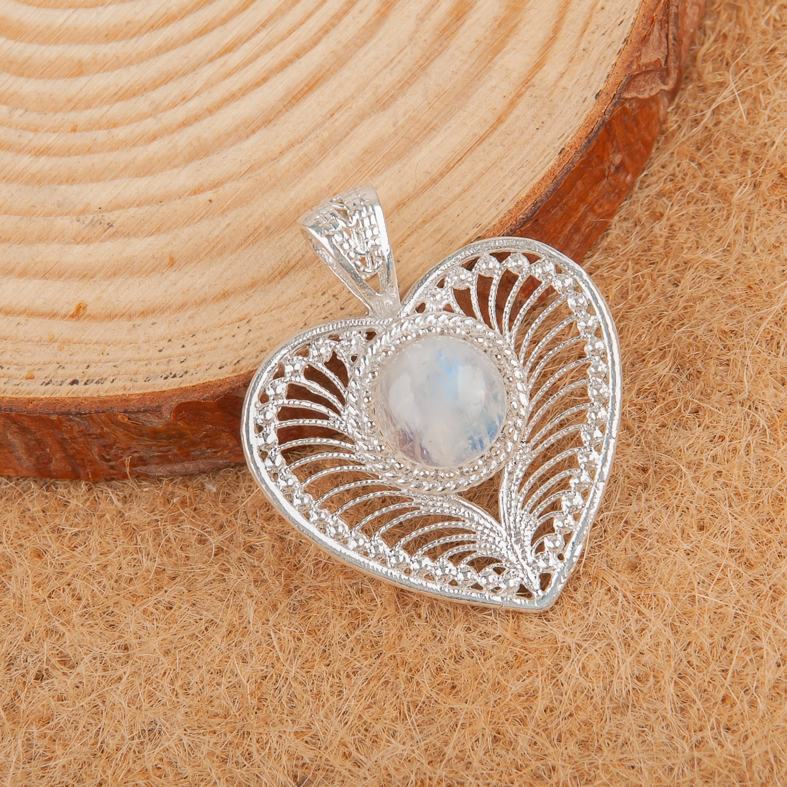 Rainbow Moonstone Gemstone Handmade 925 Sterling Silver Jewelry Pendant Gift For