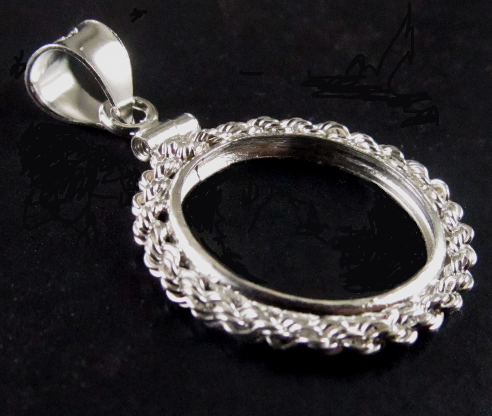 Coin Bezel U. S. Nickel Five Cent Mount Real Rope Sterling Silver Soldered Bail