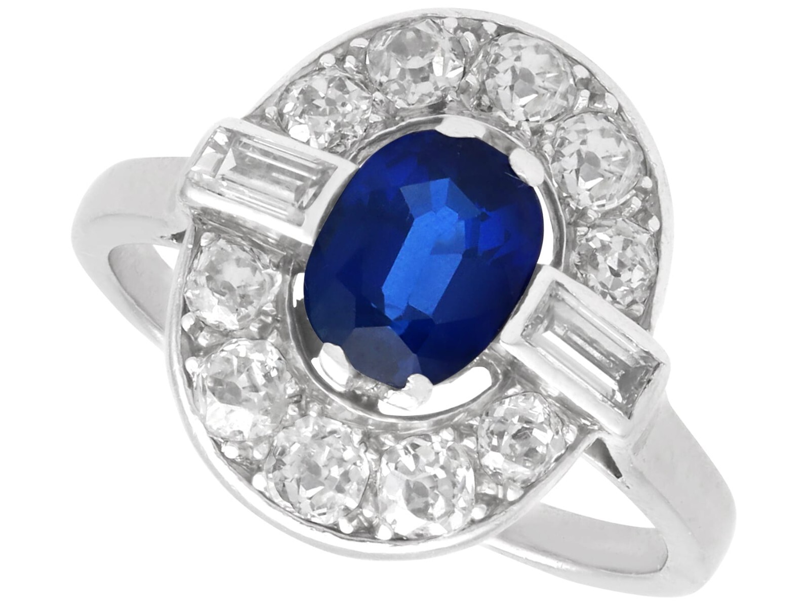 1.20 Carat Basaltic Sapphire and Diamond Cluster Ring in Platinum