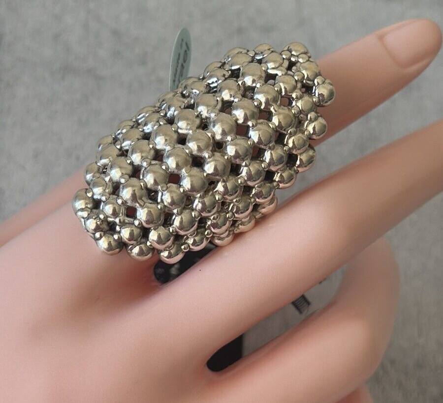 E&L Israel Statement Popcorn Ring Sterling Silver Electroform Sz. 7 New