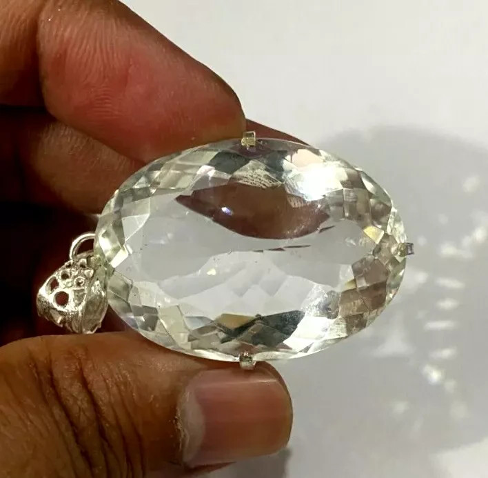 100Ct+ EGL Certified Natural White Topaz 925 Solid Silver Pendant Gemstone S01