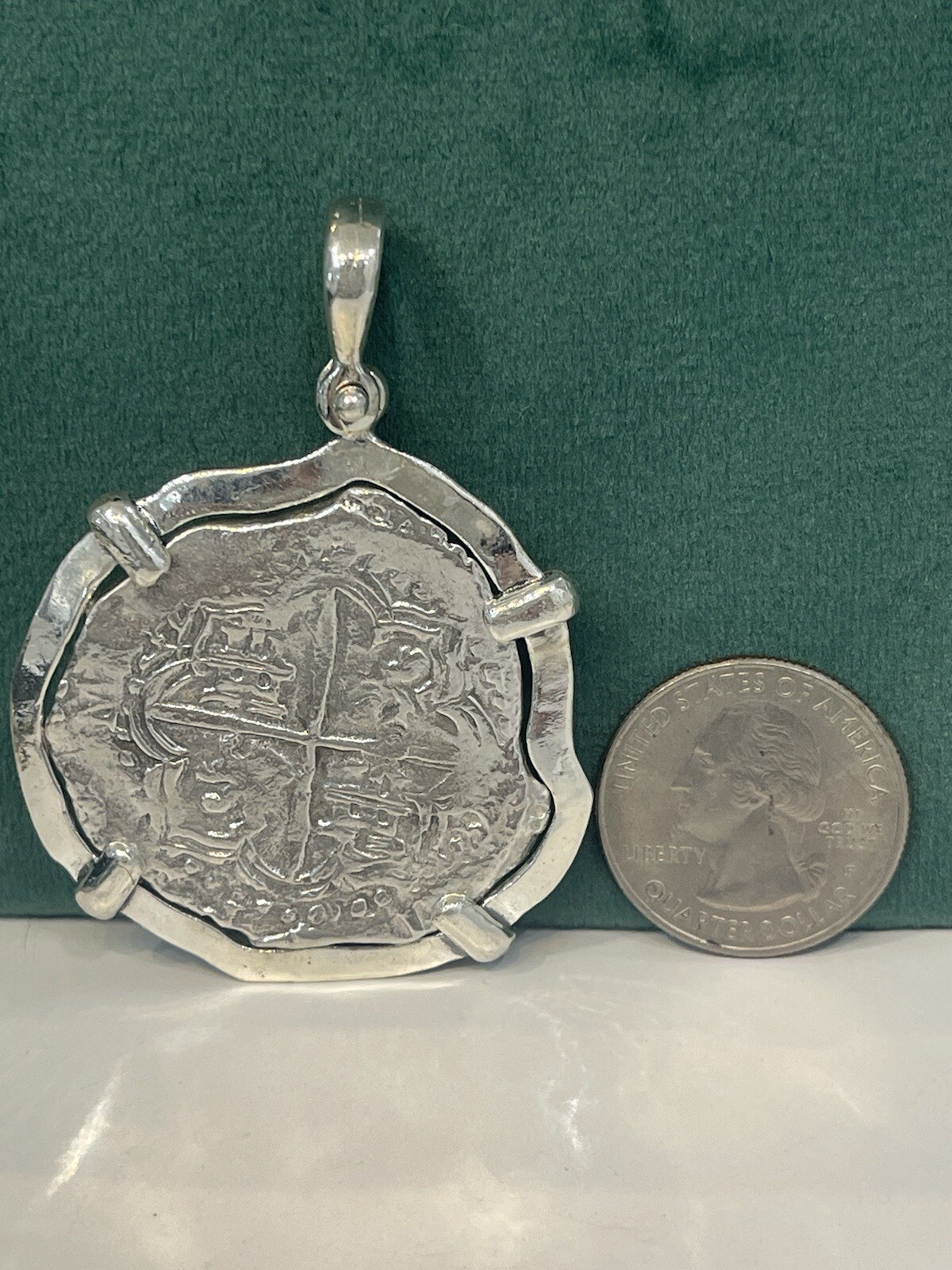 ATOCHA Solid Silver Coin Pendant Handmade From Atocha Silver Bar Large Size
