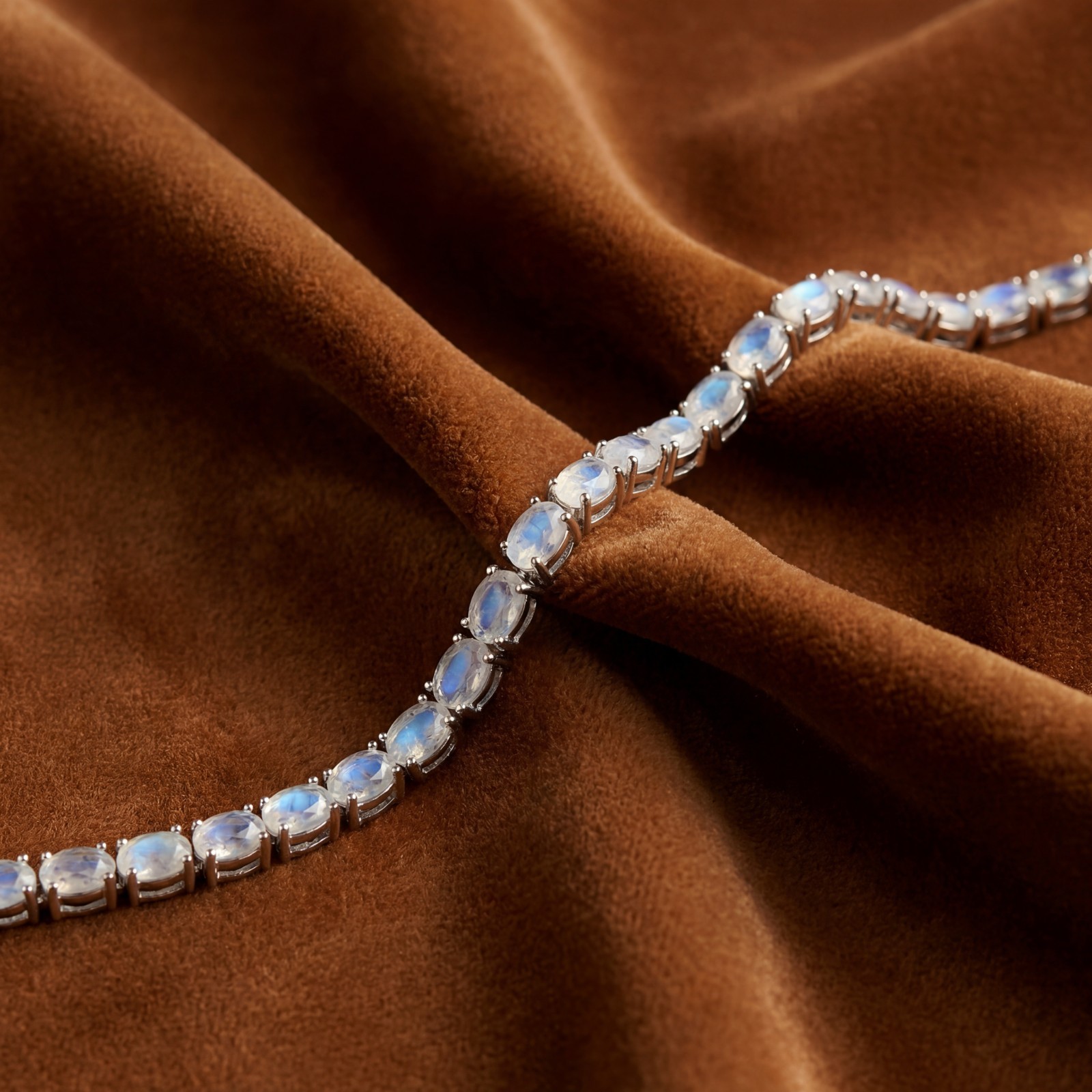 Sterling Silver and Handset Moonstone Tennis Bracelet