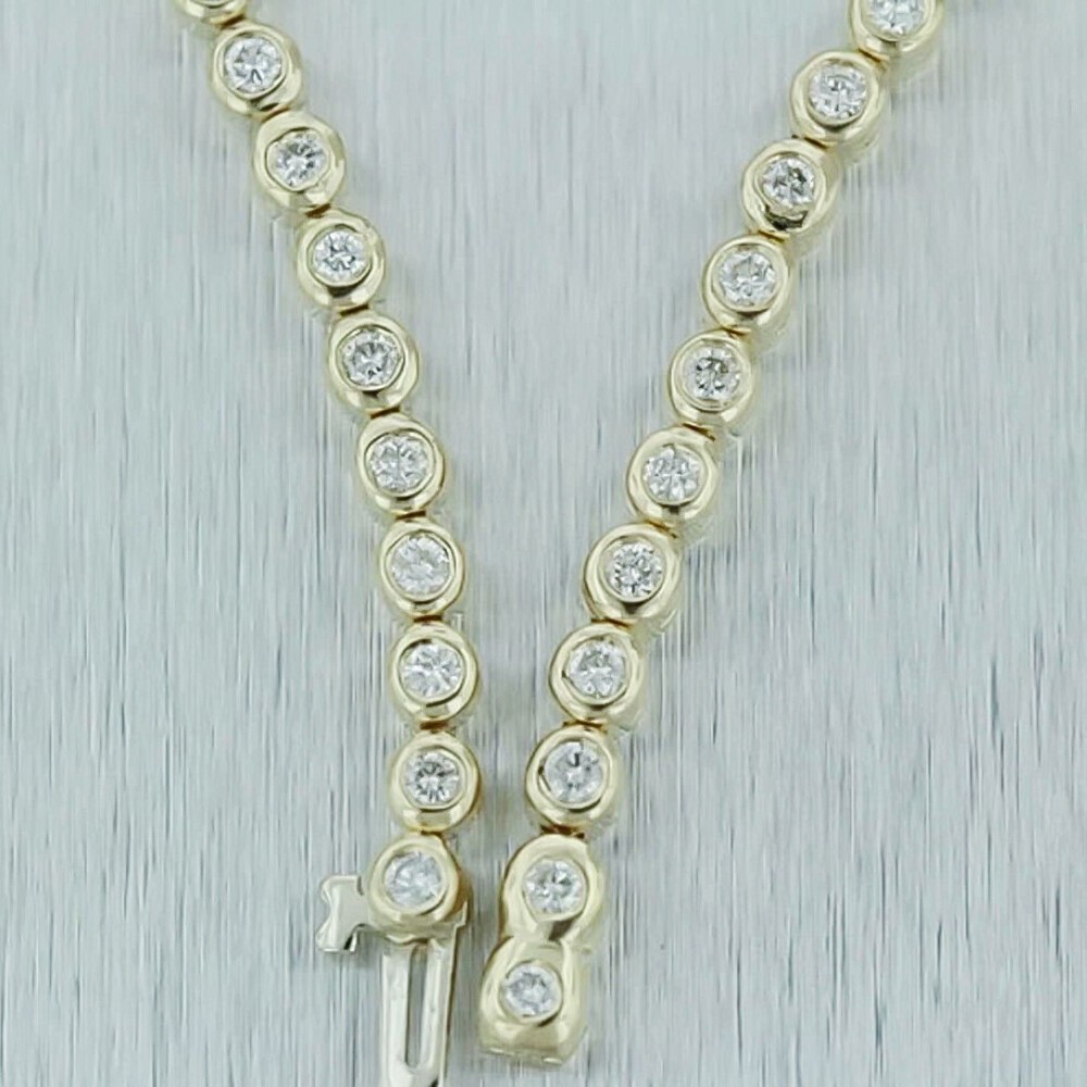Round Cut Certified Emerald & Diamond Tennis Charm Gift Bracelet 14k Gold