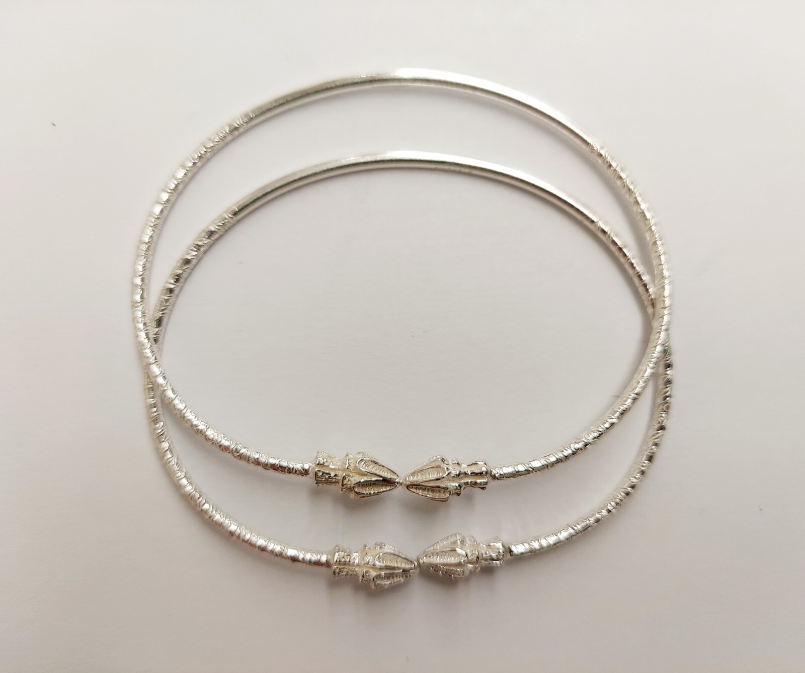 West Indian Coco Bangle (2 pieces) – Sterling Silver (.925) – Adult Ladies Size