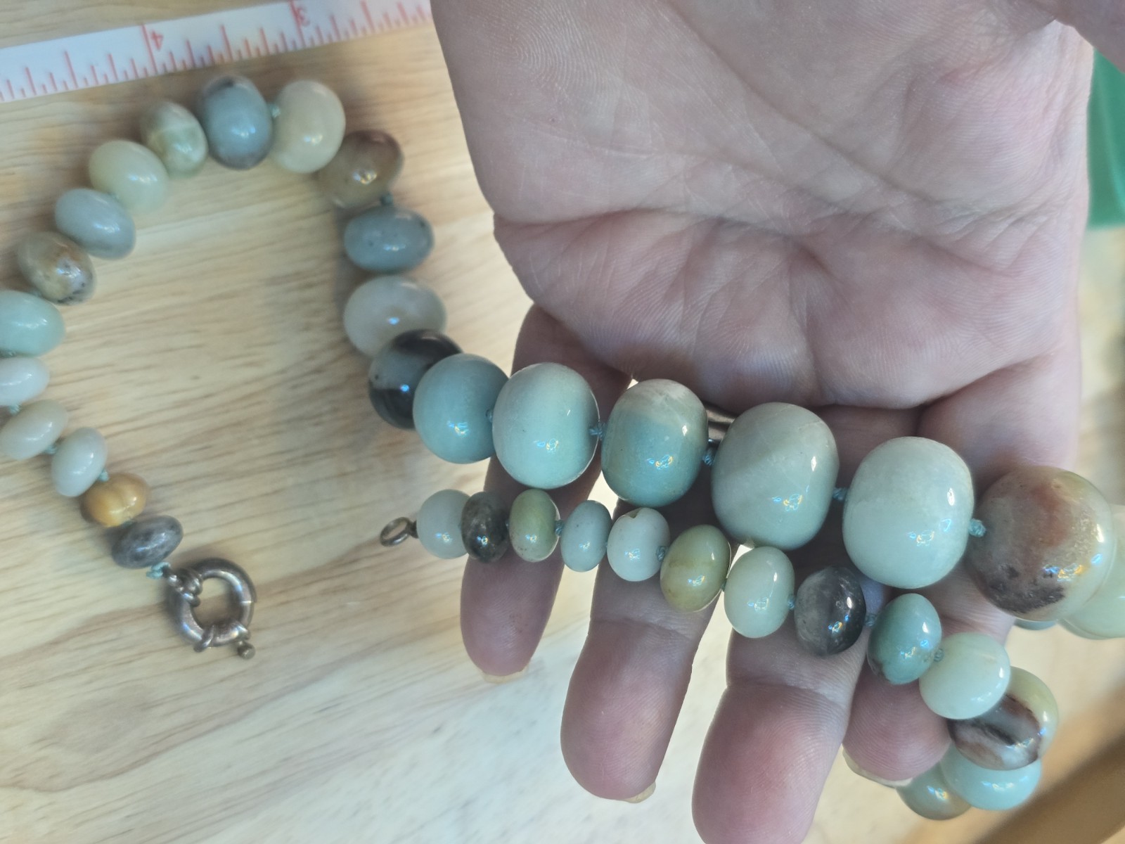 .925 Sterling Silver Natural Multicolor Amazonite Gemstone Graduated Beads