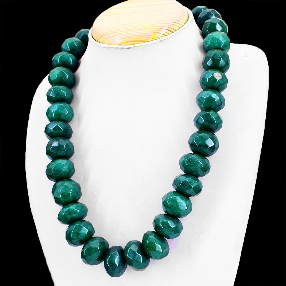 1460.00 Cts Earth Mined Emerald Round Shape Faceted Beads Necklace NK 5E34