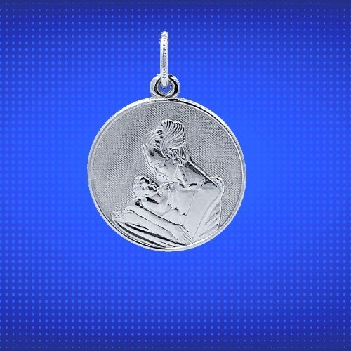 Sterling Silver Mother Holding Baby Disc (20mm x 20mm)