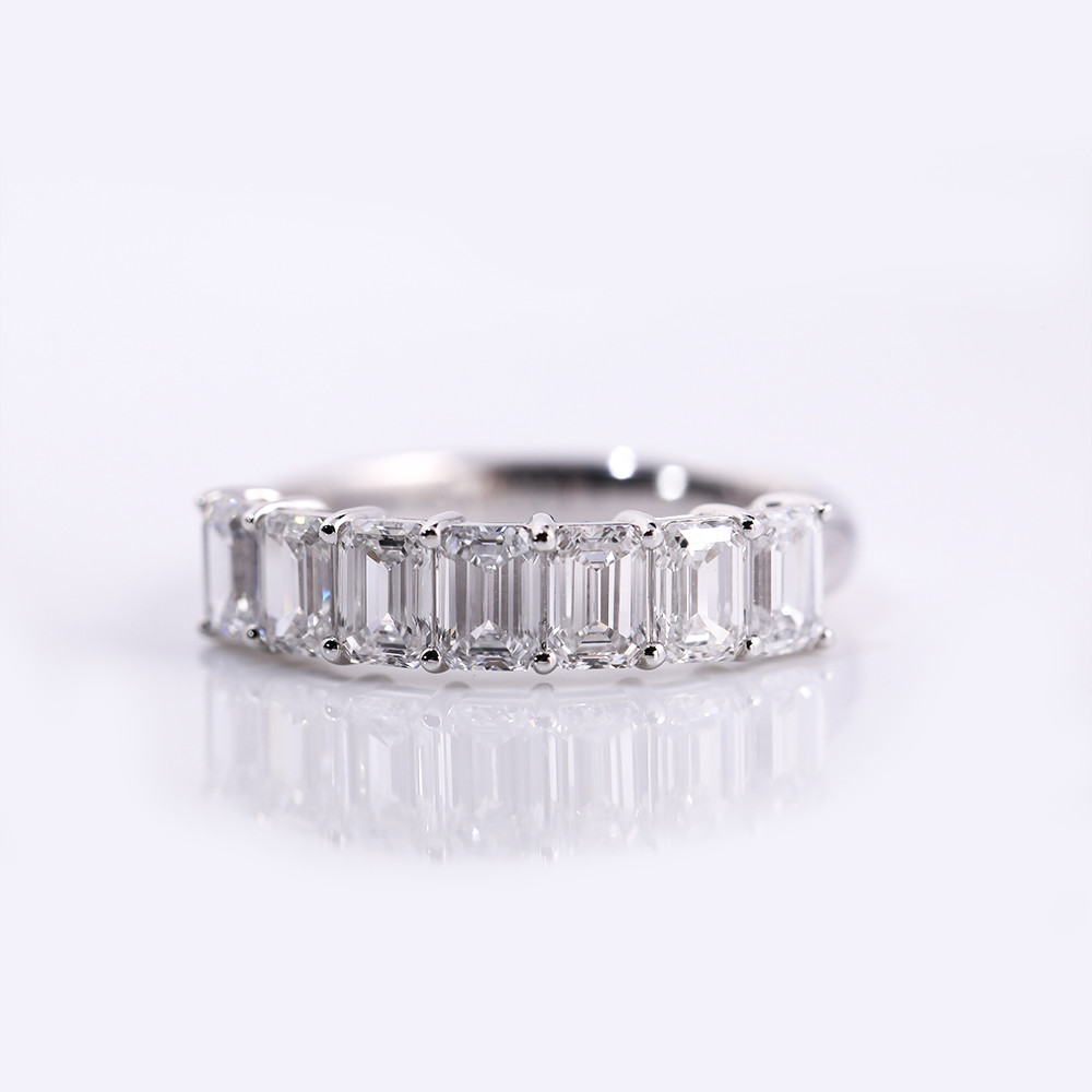 3.00ct Emerald Cut moissanite Eternity Ring Wedding Band for Women 14k