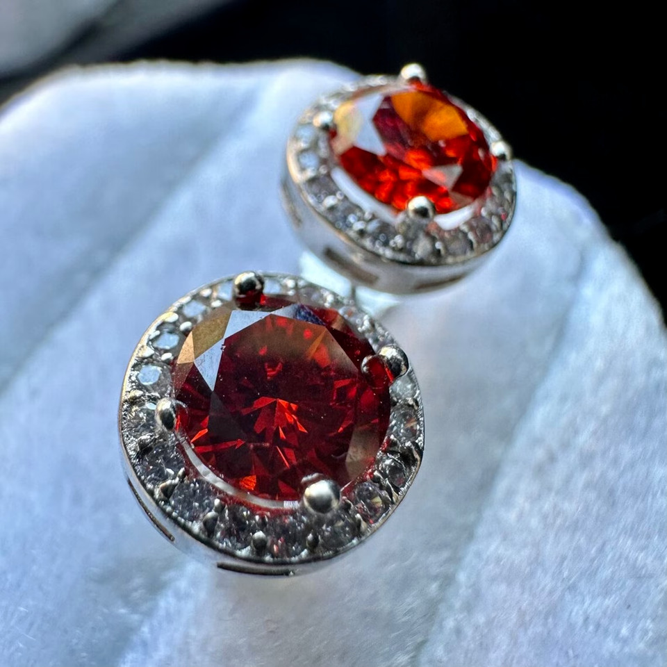 Ruby Earrings 925 Sterling Silver Stud for Women Lab Created Handmade Jewellery