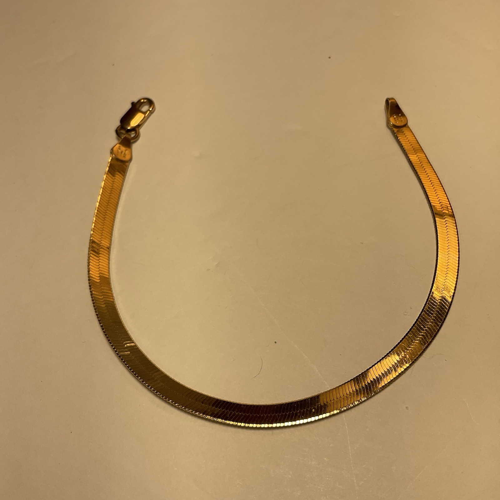 VTG MILOR Italy 925 Sterl. Silver Vermeil Herringbone Bracelet 7.5”Lobster Clasp