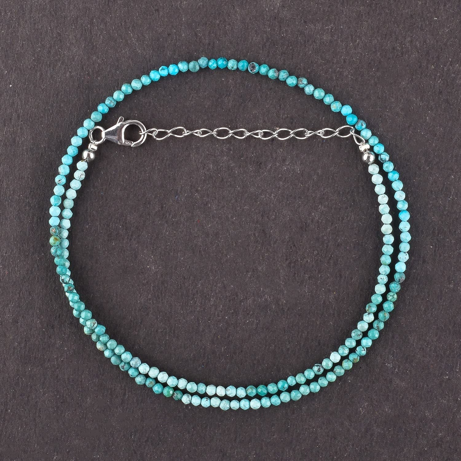 AAA Sleeping Beauty Turquoise Gemstone Beads Necklace In 925Silver Woman Jewelry