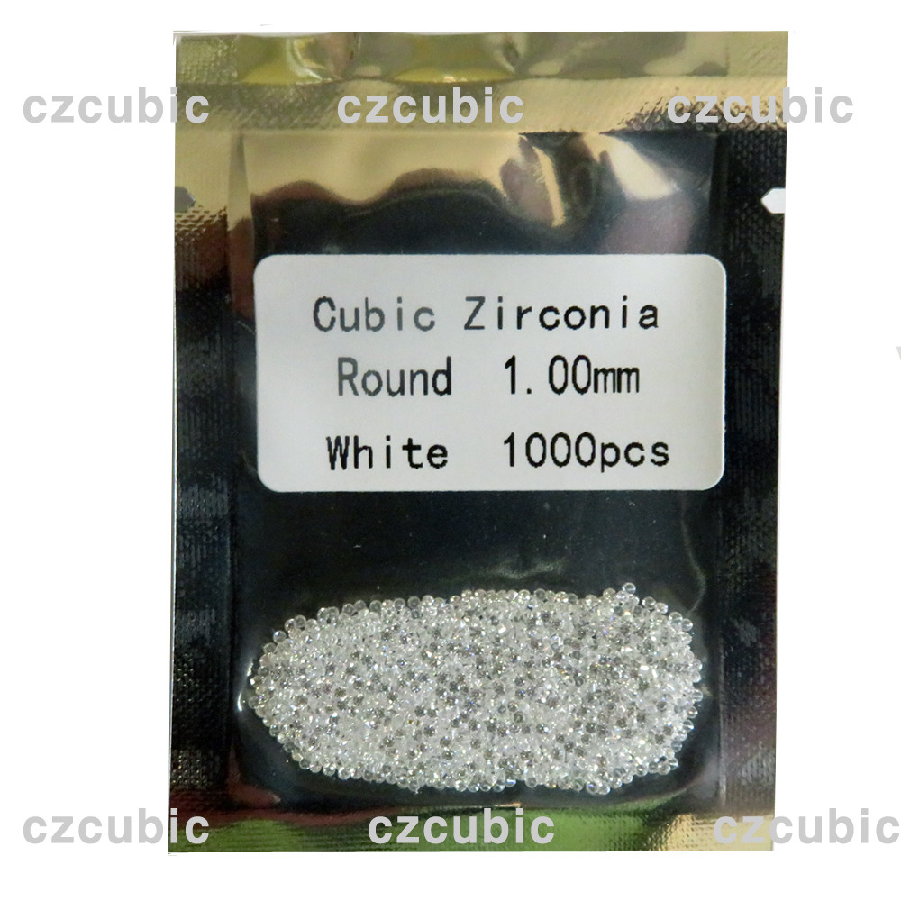 1000 PCS ROUND CUBIC ZIRCONIA/CZ STONES 5A QUALITY 0.80 – 3.00 MM SHIP IN U.S.A