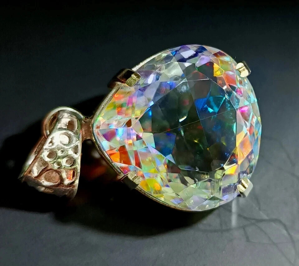 EGL 50.70 Ct+ Natural Mystic Topaz Pear Cut 925 Solid Silver Pendant Gemstone