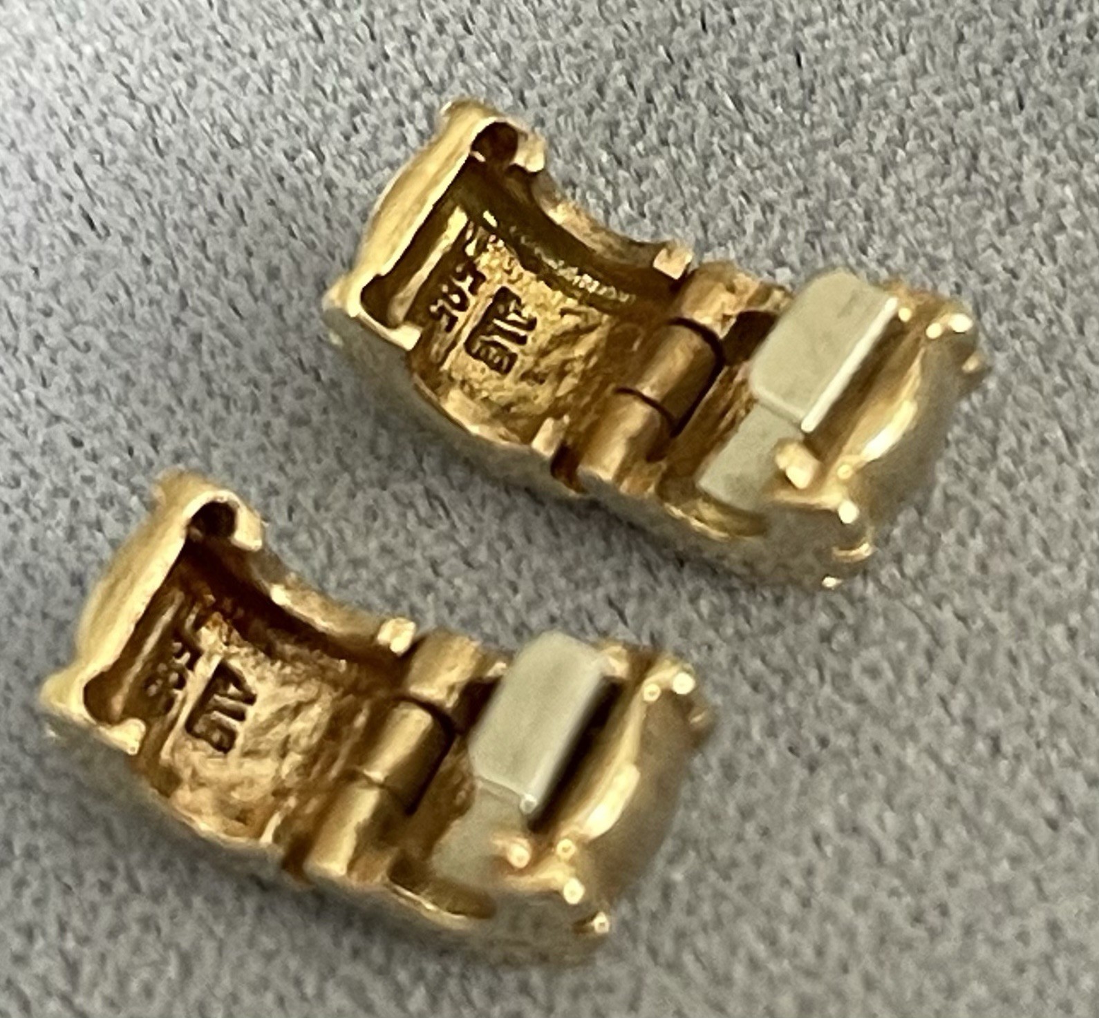 Pair Retired Pandora Solid 14kt 585 Yellow Gold Beveled Spacer Clip Charm 750256