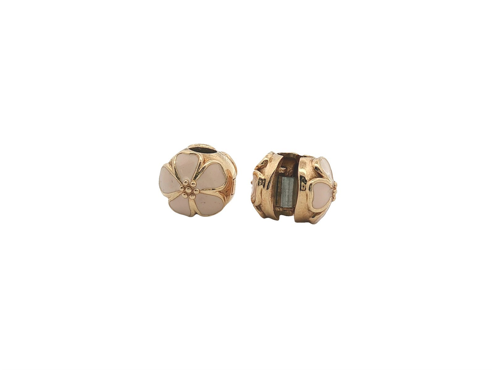 Vintage 14K Yellow Gold Pandora Set of Two Cherry Blossom Clips 750816EN40