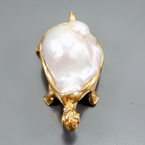 Jewelry Vintage Natural Baroque Pearl Brooch 925 Sterling Silver /B-CH0135