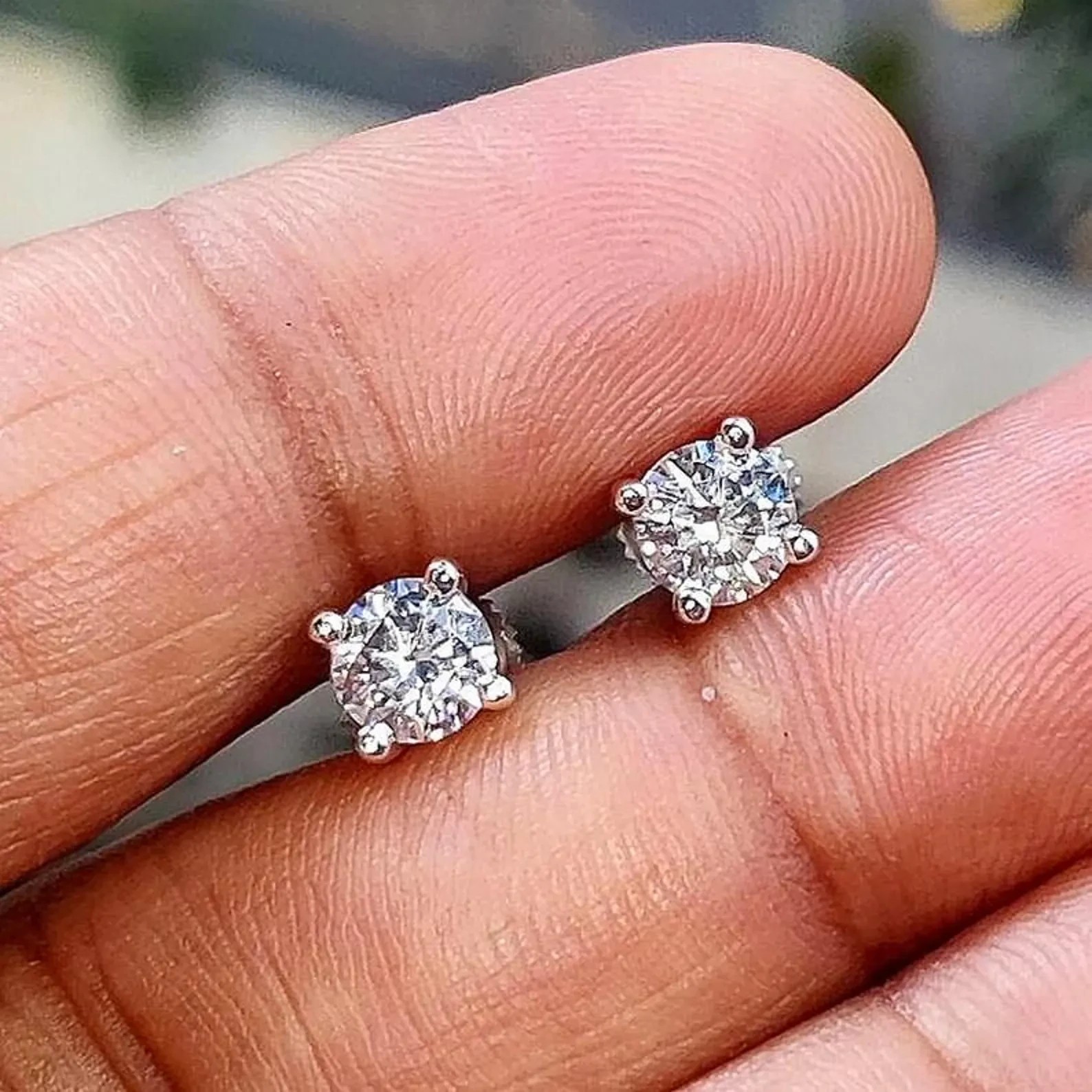 1.60 Ct Round Cut Tiny Created Diamond 14K Gold Finish Screw Back Stud Earrings