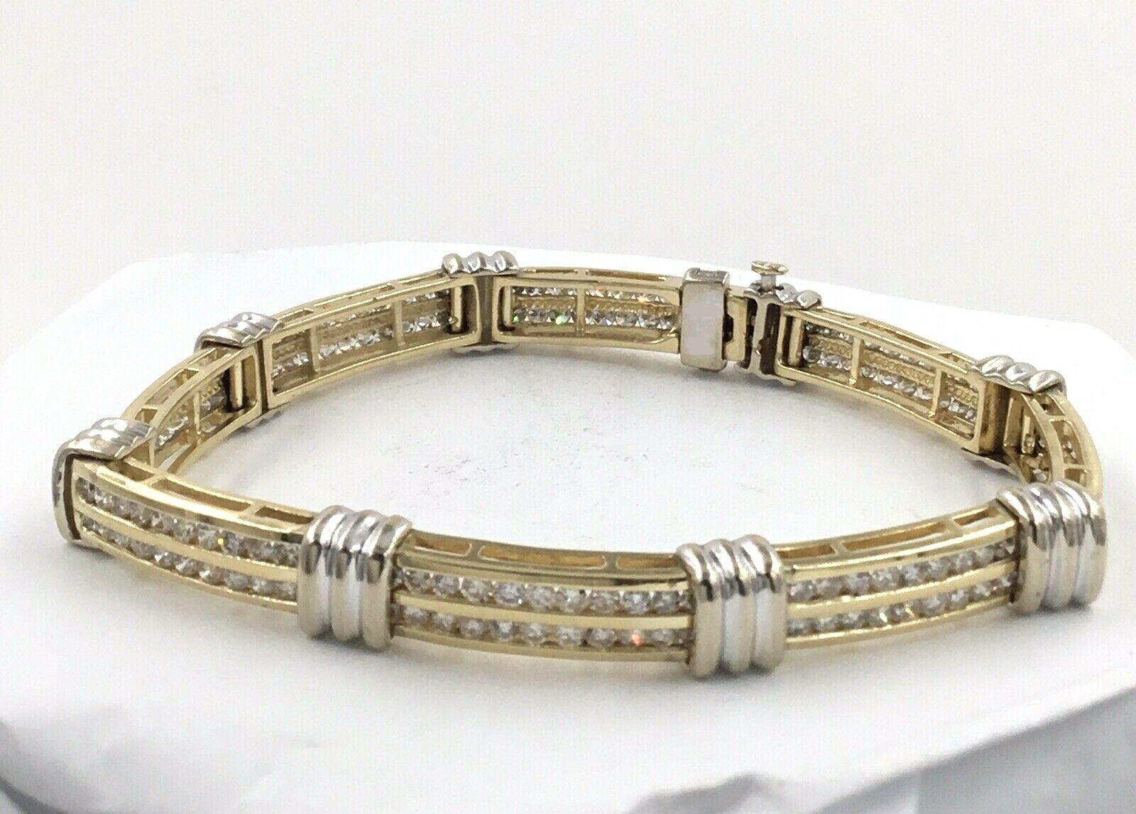 4.58Ct Round Cut Diamond Lab-Created Engagement Bracelet Gift Yellow Gold Plated