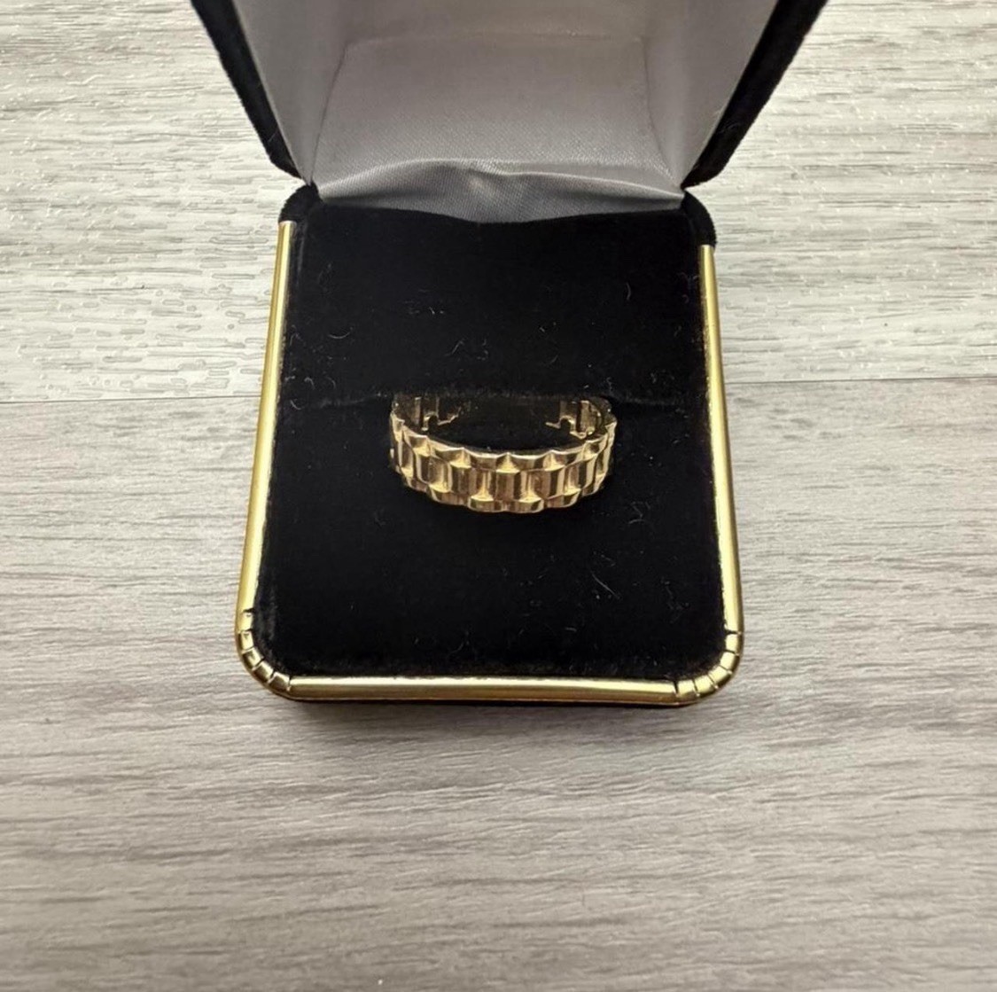 14K Solid Gold Rolex Style Link Band Ring Size 7 Yellow Gold 4.2g Unisex