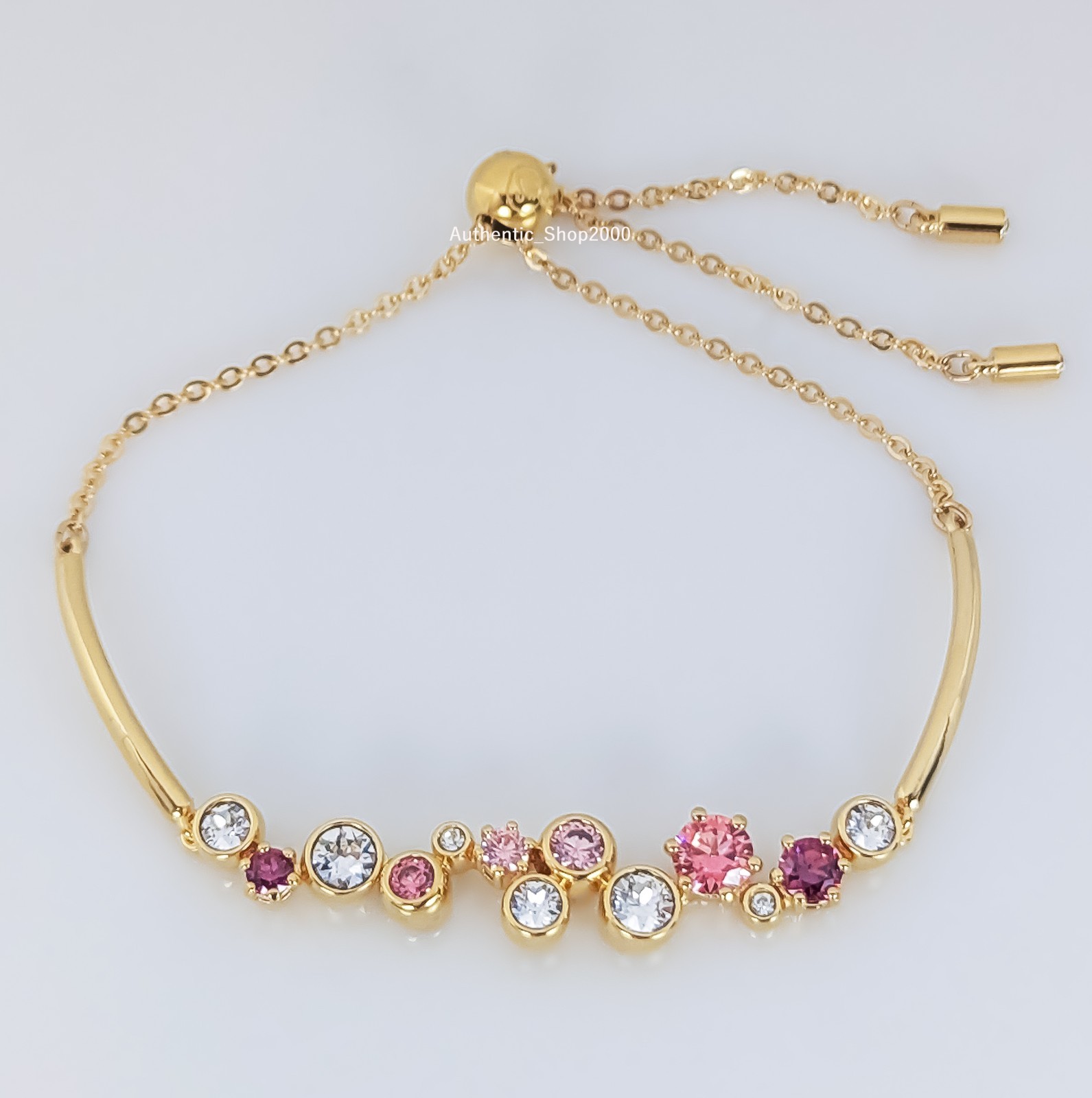 100% Authentic SWAROVSKI Gold Round Crystals Constella Sliding Bracelet 5722476
