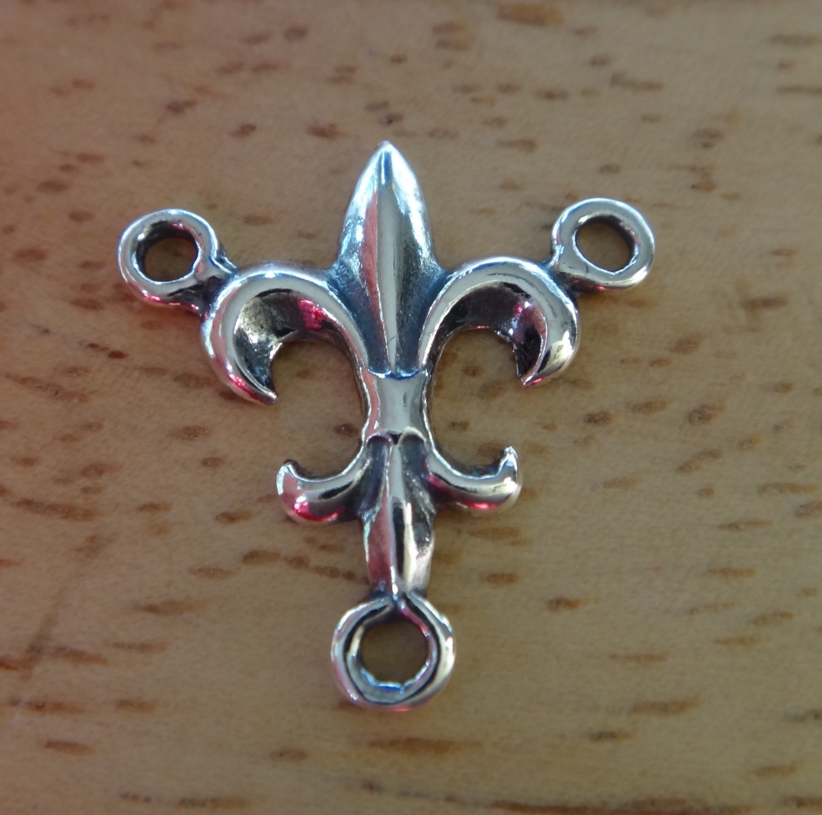 18x20mm Fleur de Lis Rosary Center Sterling Silver Charm!