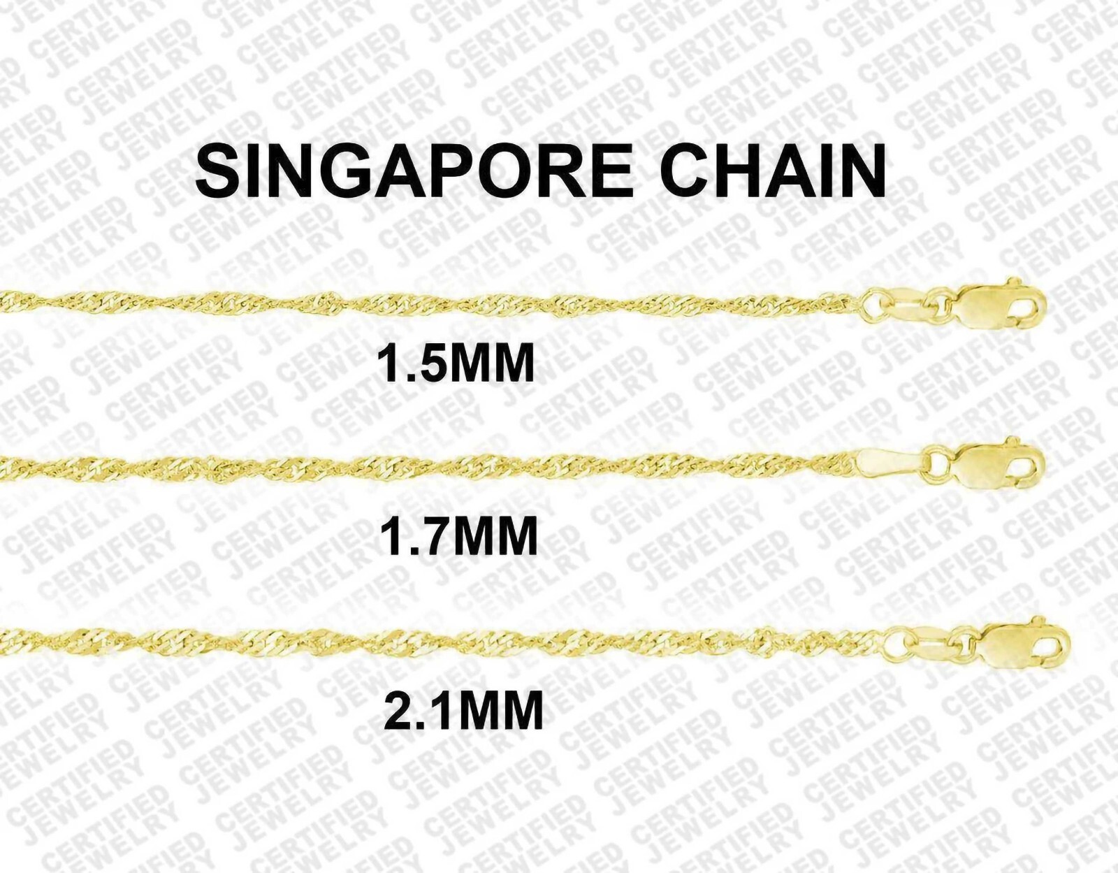 Solid 14K Yellow Gold Singapore Rope Chain Necklace, 16″ 18″ 20″ 24″ Inch, 0.8mm
