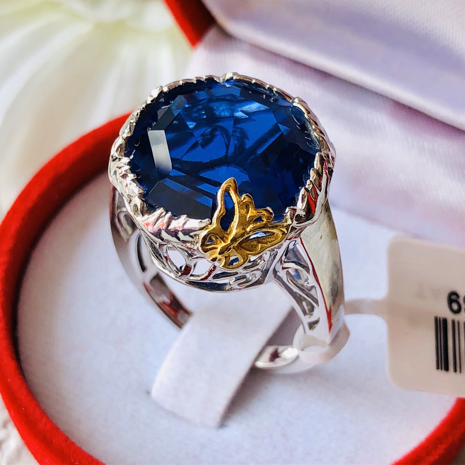 Ceylon Quartz Platinum & Gold Overlay Sterling Silver Ring Size R
