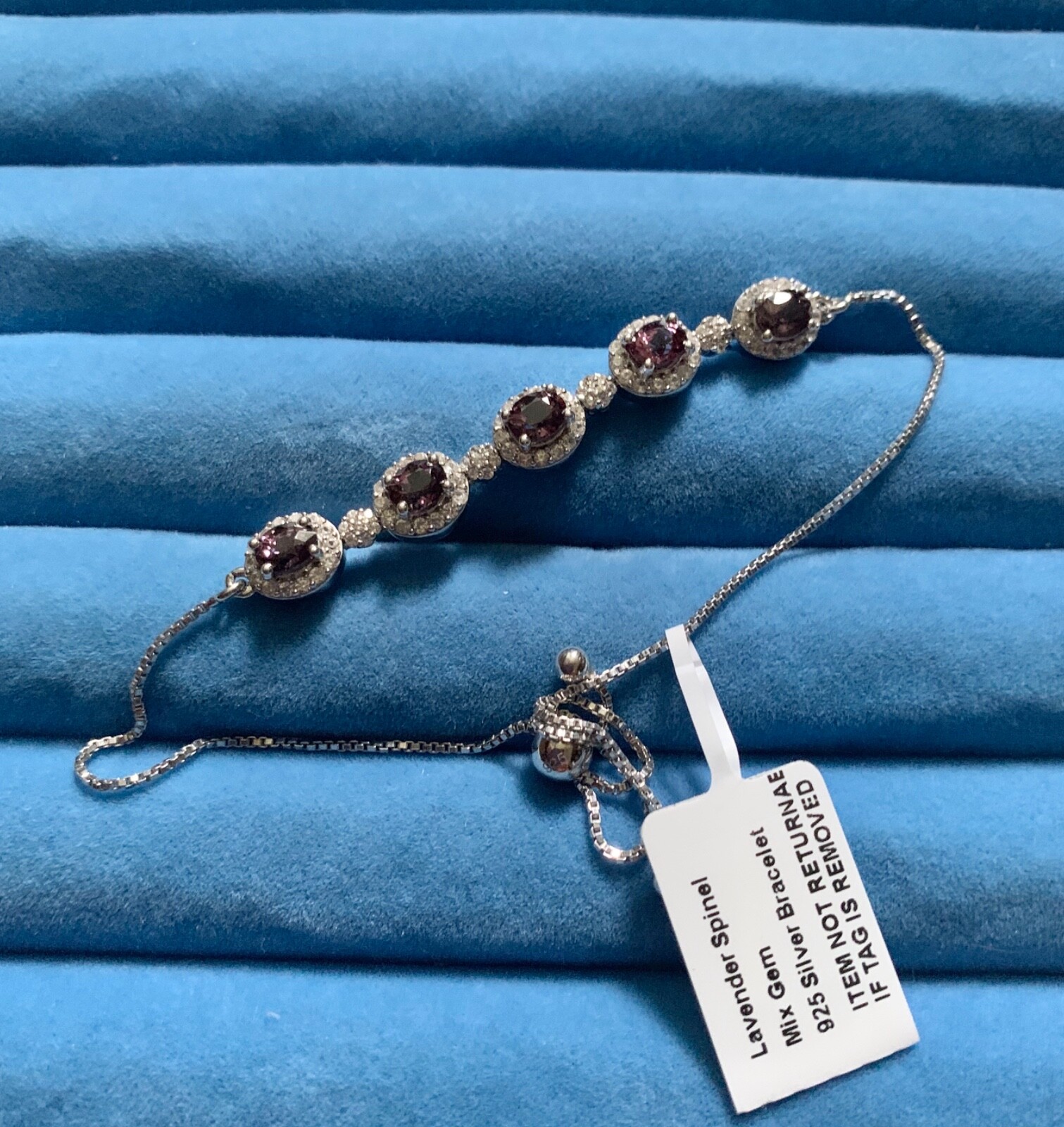 Tanzanian Lavender Spinel, White Zircon Bolo Bracelet (3.15 ctw.)