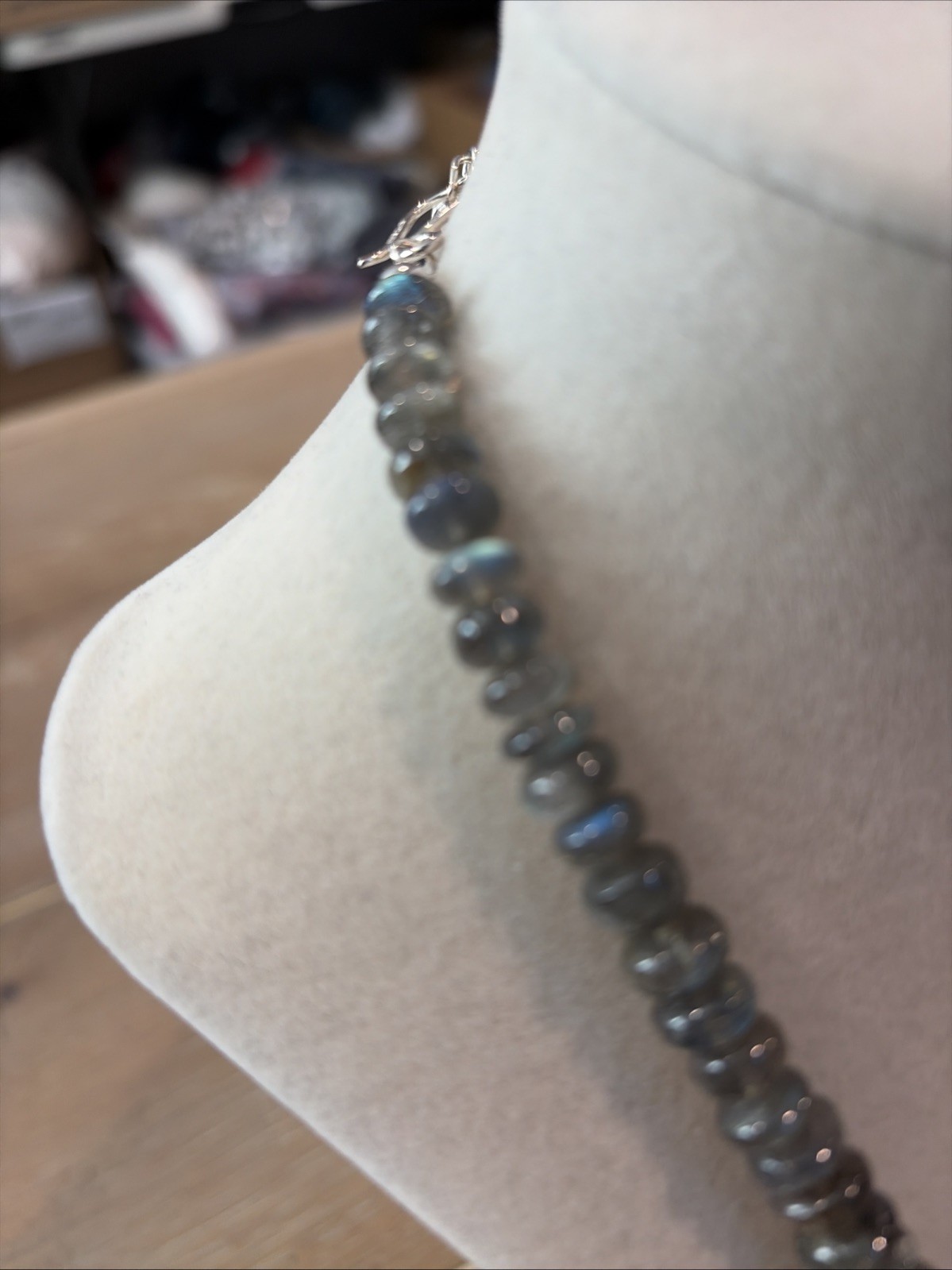 Jay King 20” Graduated Labradorite Rondel Shaped Blue & Gray Bead Necklace