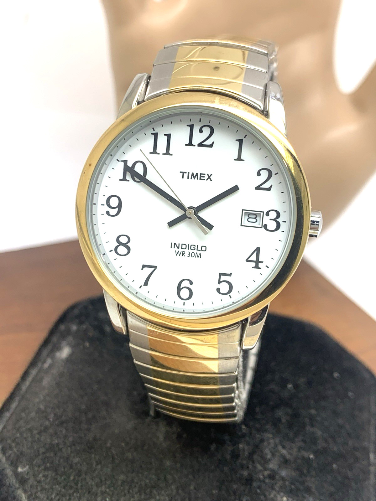 Timex Men’s Watch T2H311 Indiglo White Dial Quartz Two Tone Expansion Band 35mm