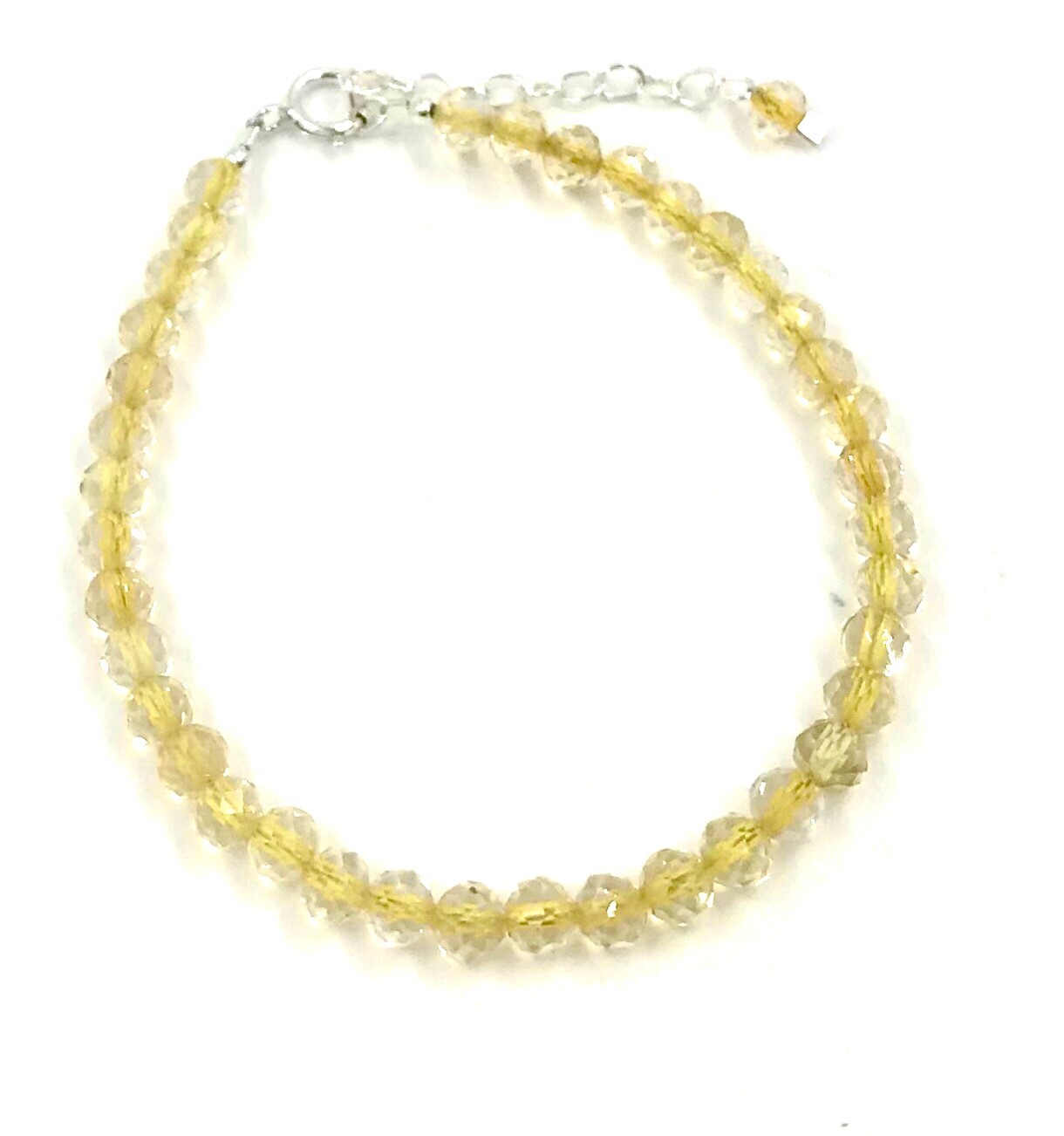 Genuine Citrine Beads Natural Color 925 Silver adjustable Bracelet USA SELLER