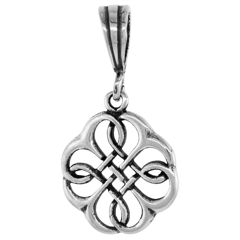 925 Sterling Silver Large Celtic Shield Knot Pendant 3/4 (19mm) Inch Tall
