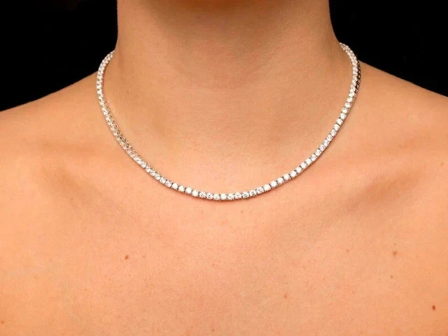 20 Ct Round Cut Lab-Created Diamond Tennis Necklace 14K White Gold Plated 18″