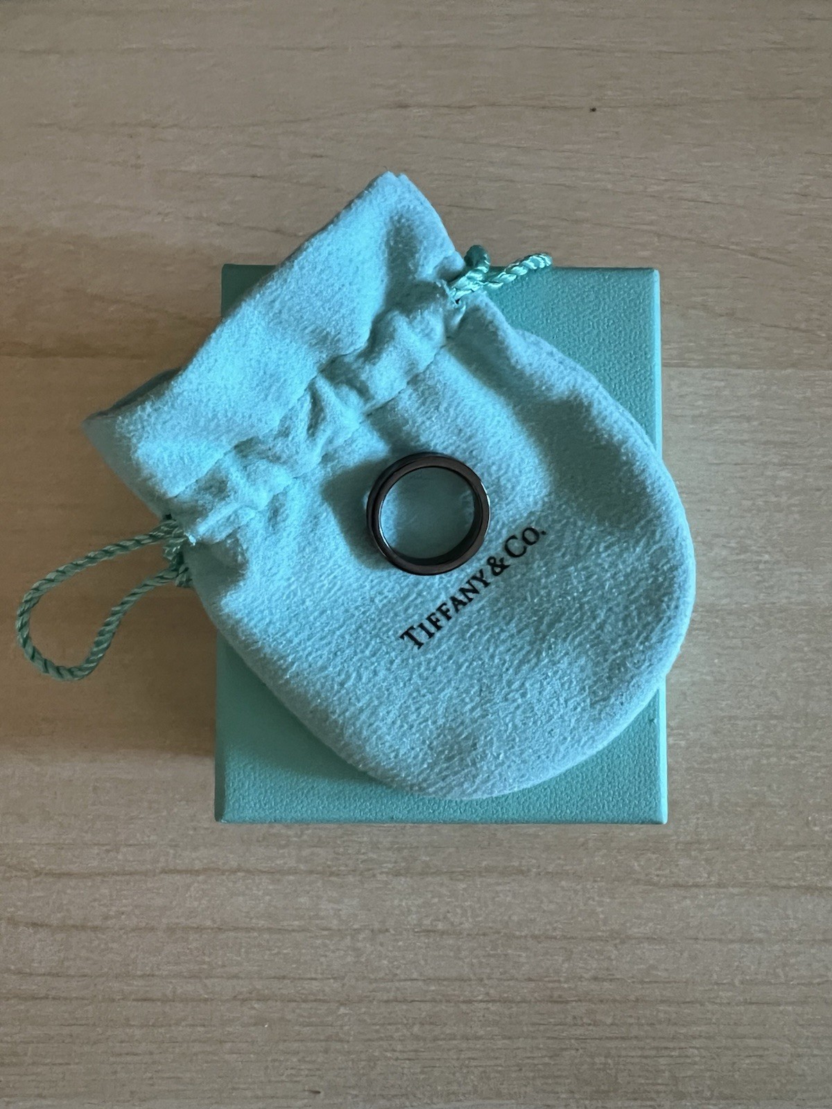Tiffany & Co Titanium 1837 Narrow Band Ring Midnight Black Size 5