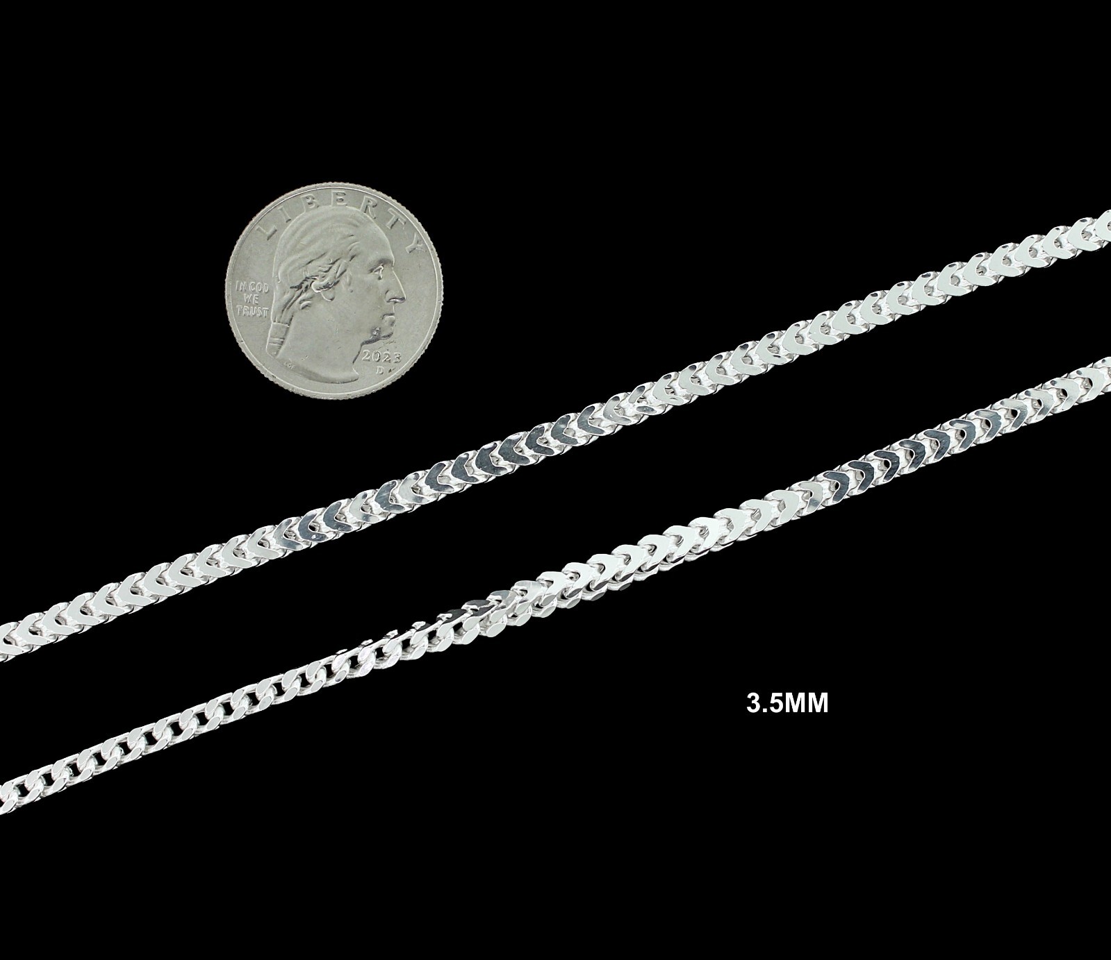 Mens 3.5MM Real 925 Solid Sterling Silver Franco Box Link Chain Necklace ITALY