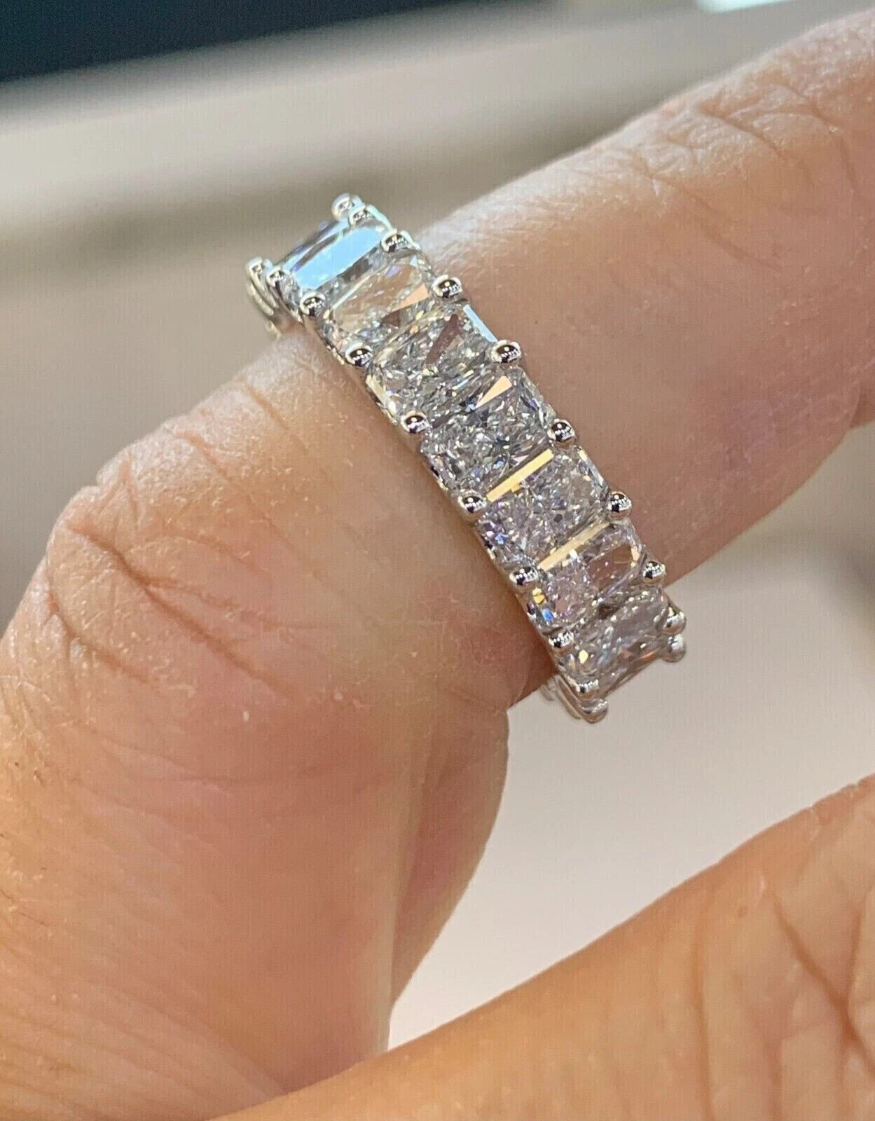Luxury 3Ct Diamond Eternity Wedding Band Lab Grown Solid 14K White Gold Gift