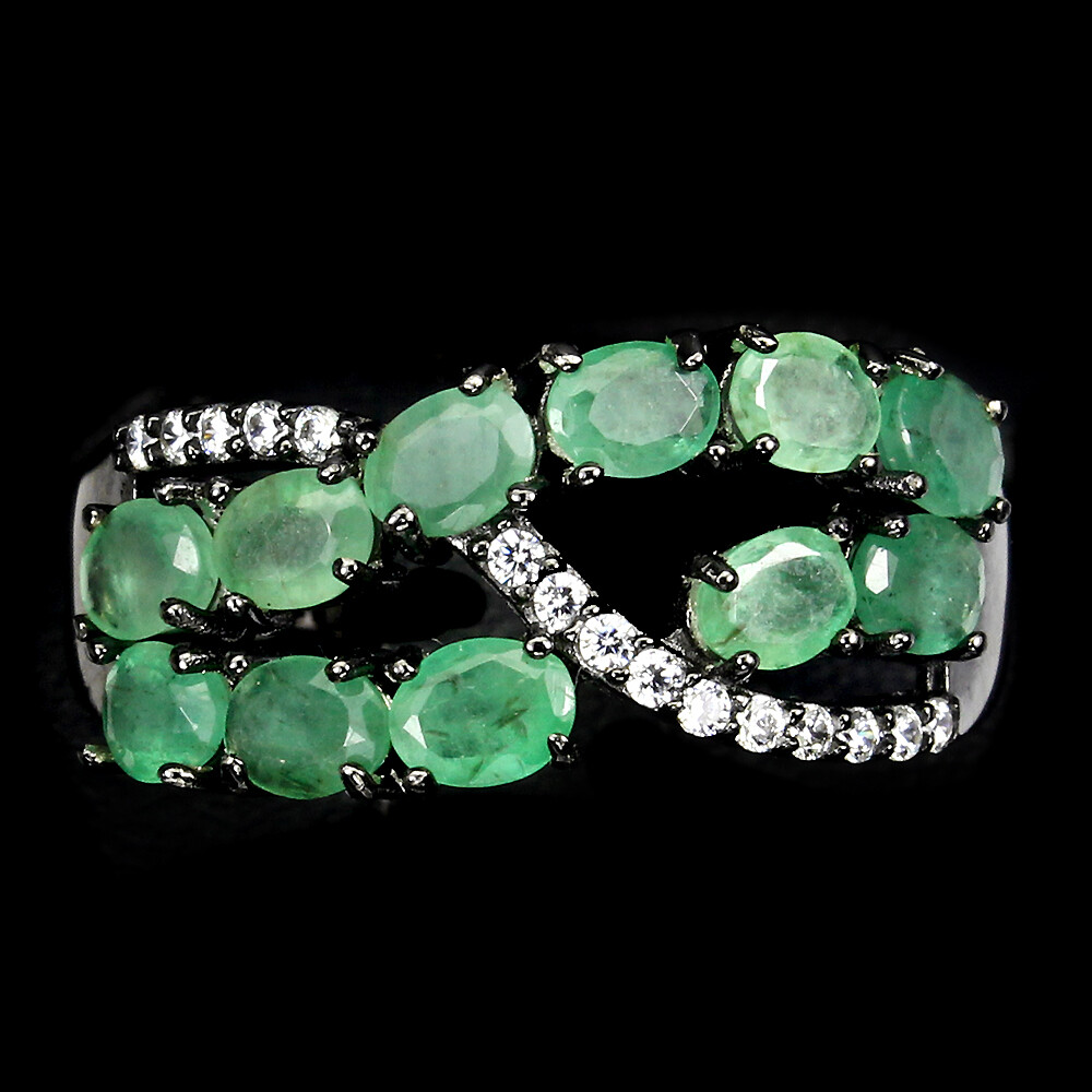 Summer 925 Silver Ring Oval Emerald 4x3mm Gemstone Jewelry Sz 8