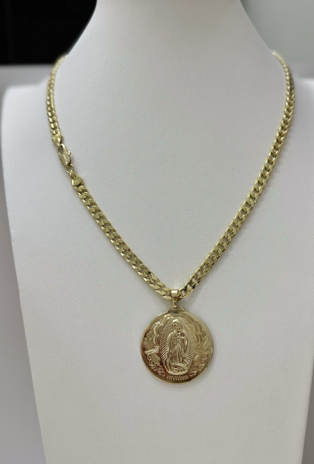 20in Cuban chain with virgin charm laminated in 14k high quality
