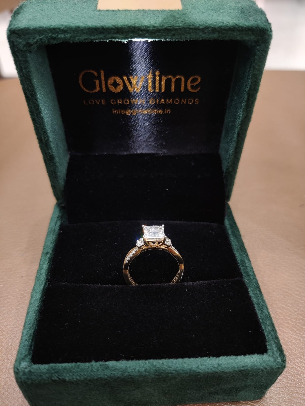 2.04 CT Squre Cut E VS1 Lab Created Diamond 14kt Yellow Gold Ring