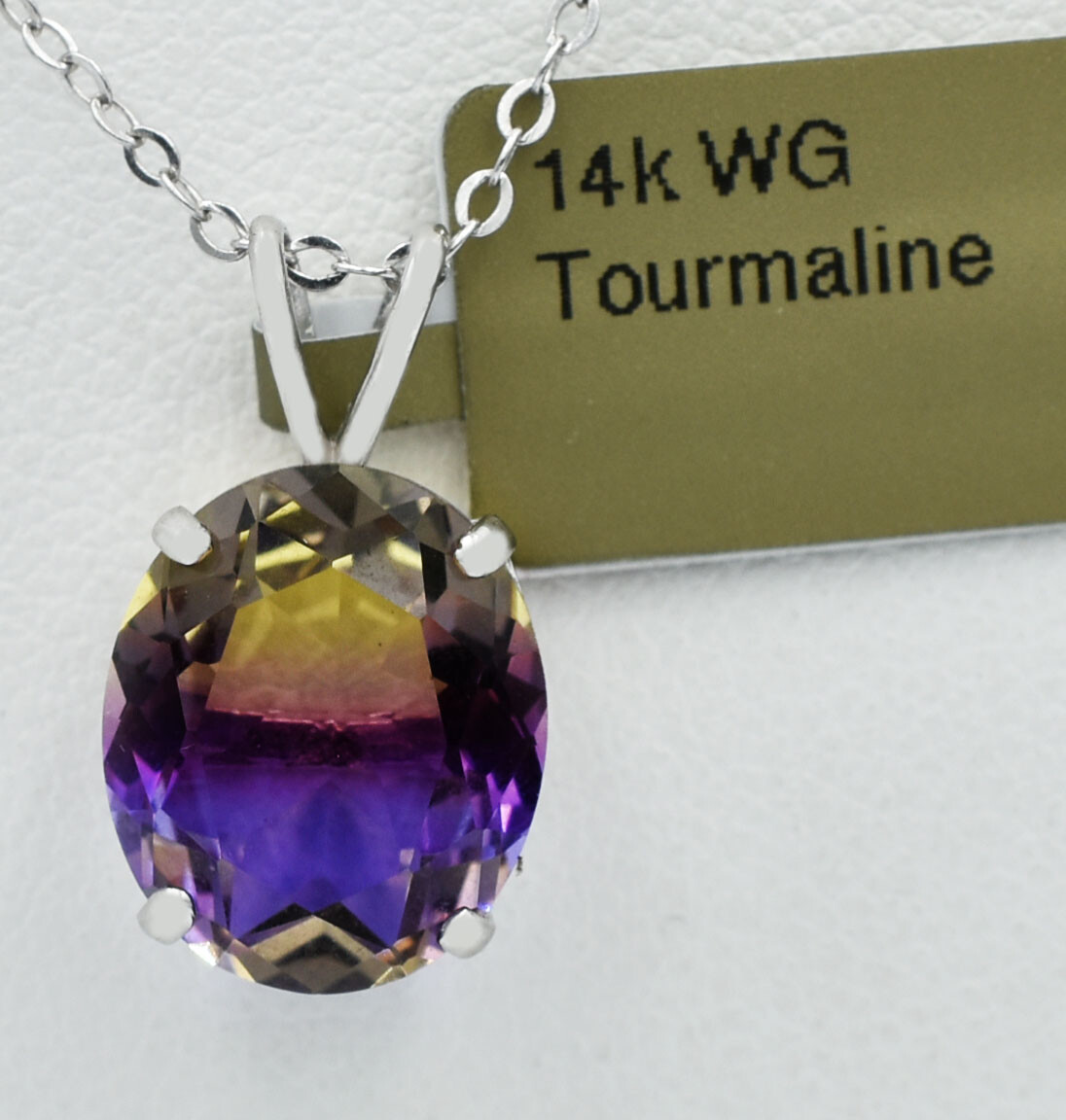 LAB CREATED 5.78 Cts AAA TOURMALINE PENDANT 14K WHITE GOLD – New With Tag