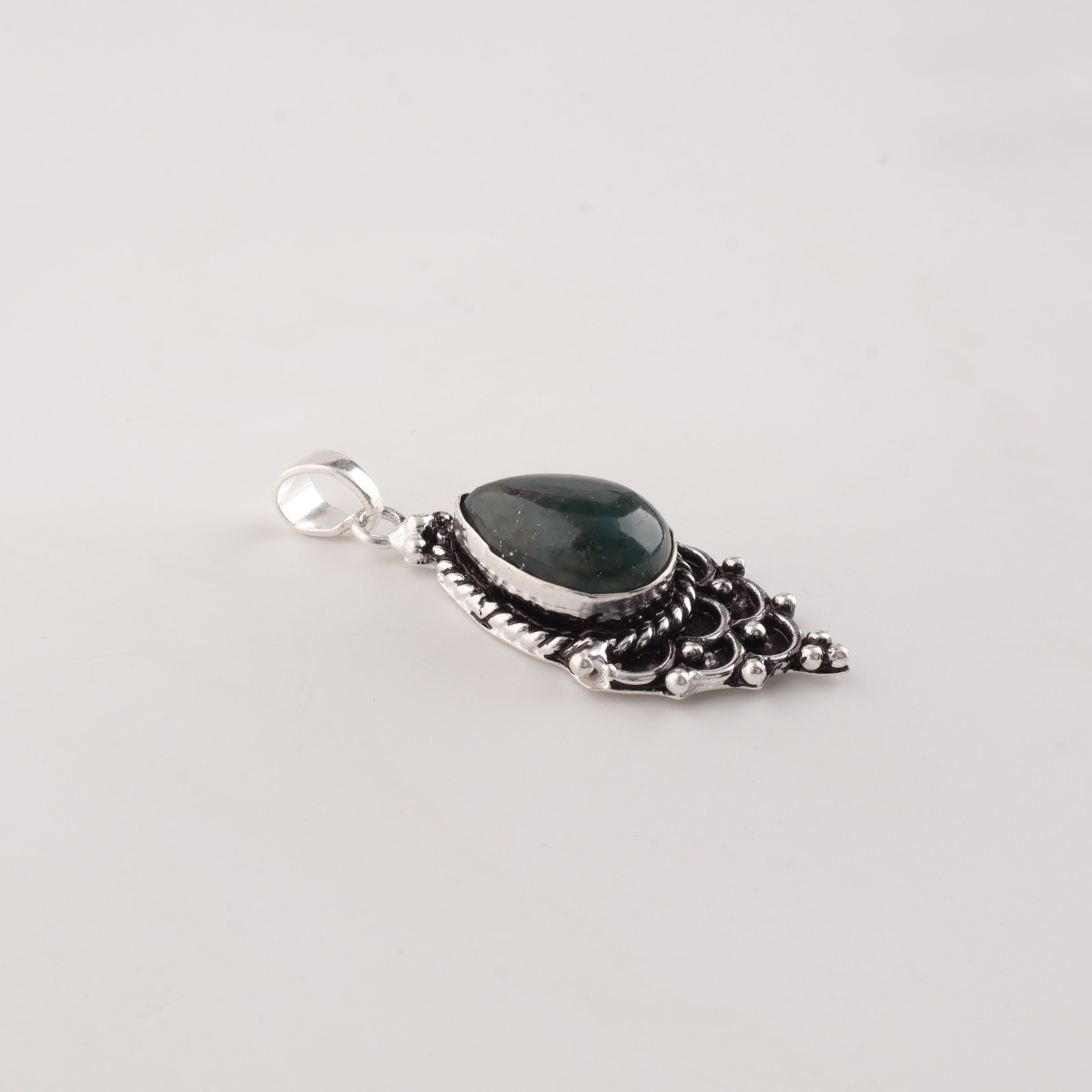 Moss Agate Gemstone 925 Sterling Silver Statement Pendant 1.5″ For All Occasion