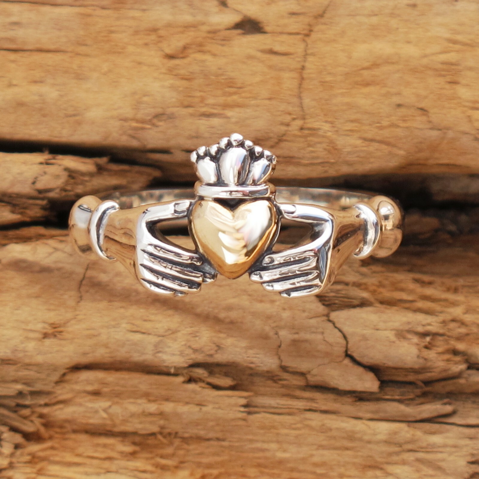 Claddagh Ring Bronze Heart Sterling Silver Mixed Metals Crown Engagement Friend