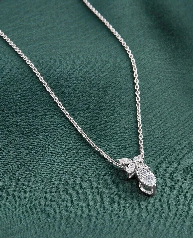 2Ct Marquise Lab Created Diamond Wedding Women’s Pendant 14K White Gold Plated