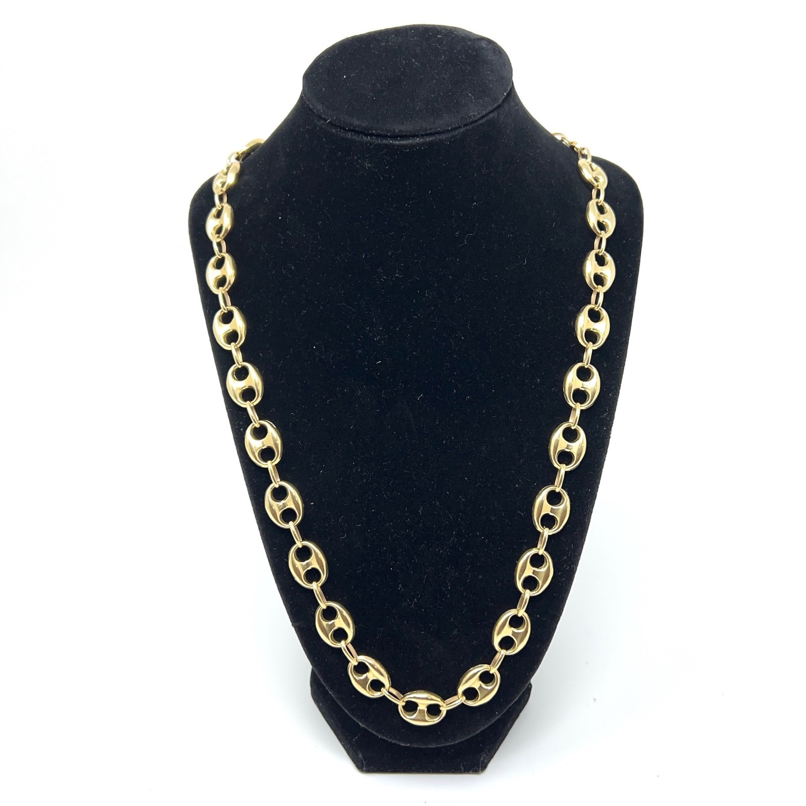 14k Solid Yellow Gold Mariner Puffed Link Necklace 24 Inches – 12.3mm – 29 Grams
