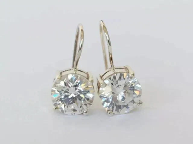 5.00Ct Round Lab Created Dimond Drop Dangle Earrings 14k Yellow Gold Plated